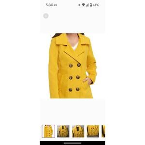 Me Jane Mustard Yellow Peacoat Wool Blend Medium Chic Classic Charming Elegant